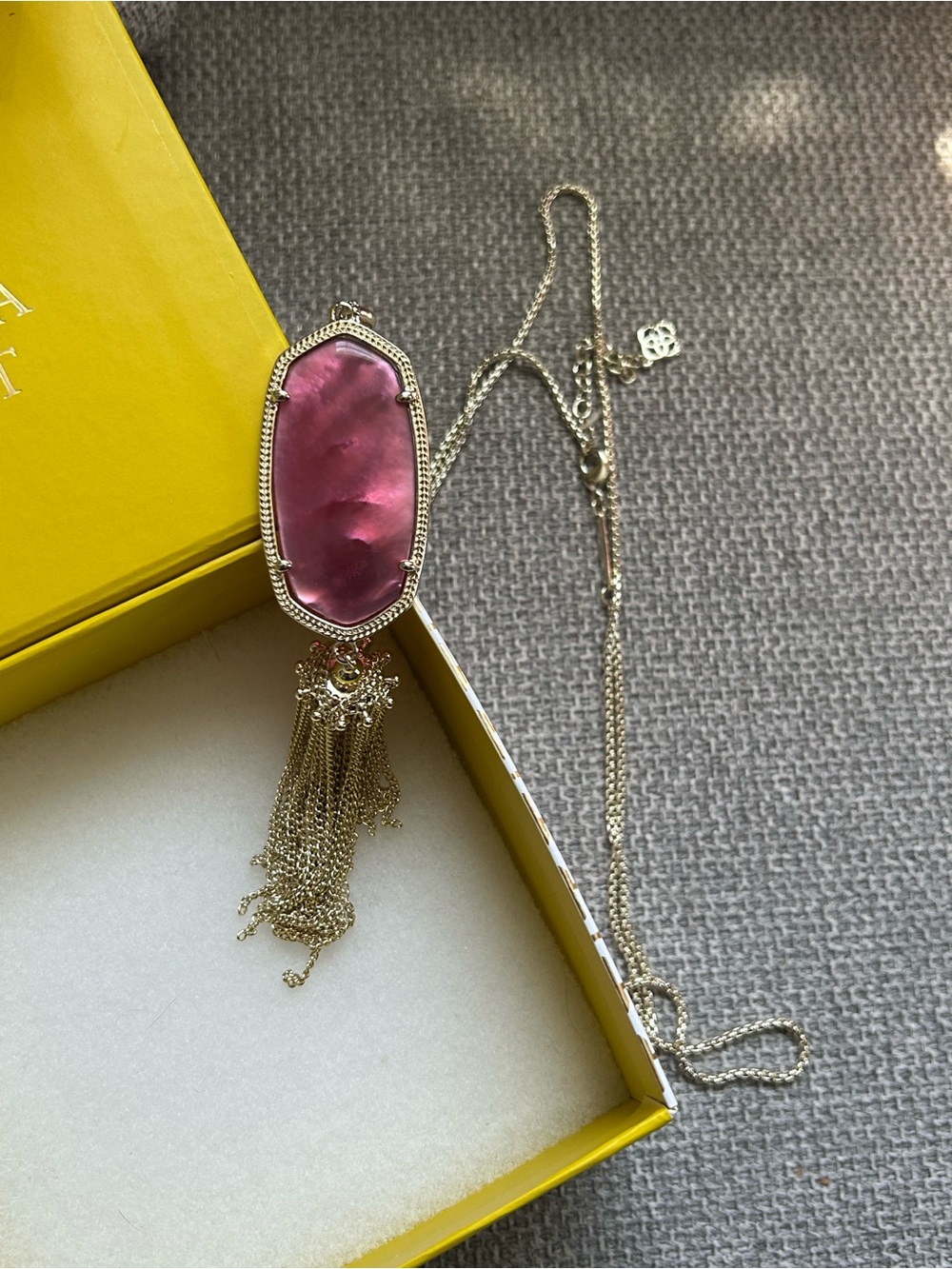 New, new in box Kendra Scott Pink Stone Tassel Pendant Necklace - Women Jewelry